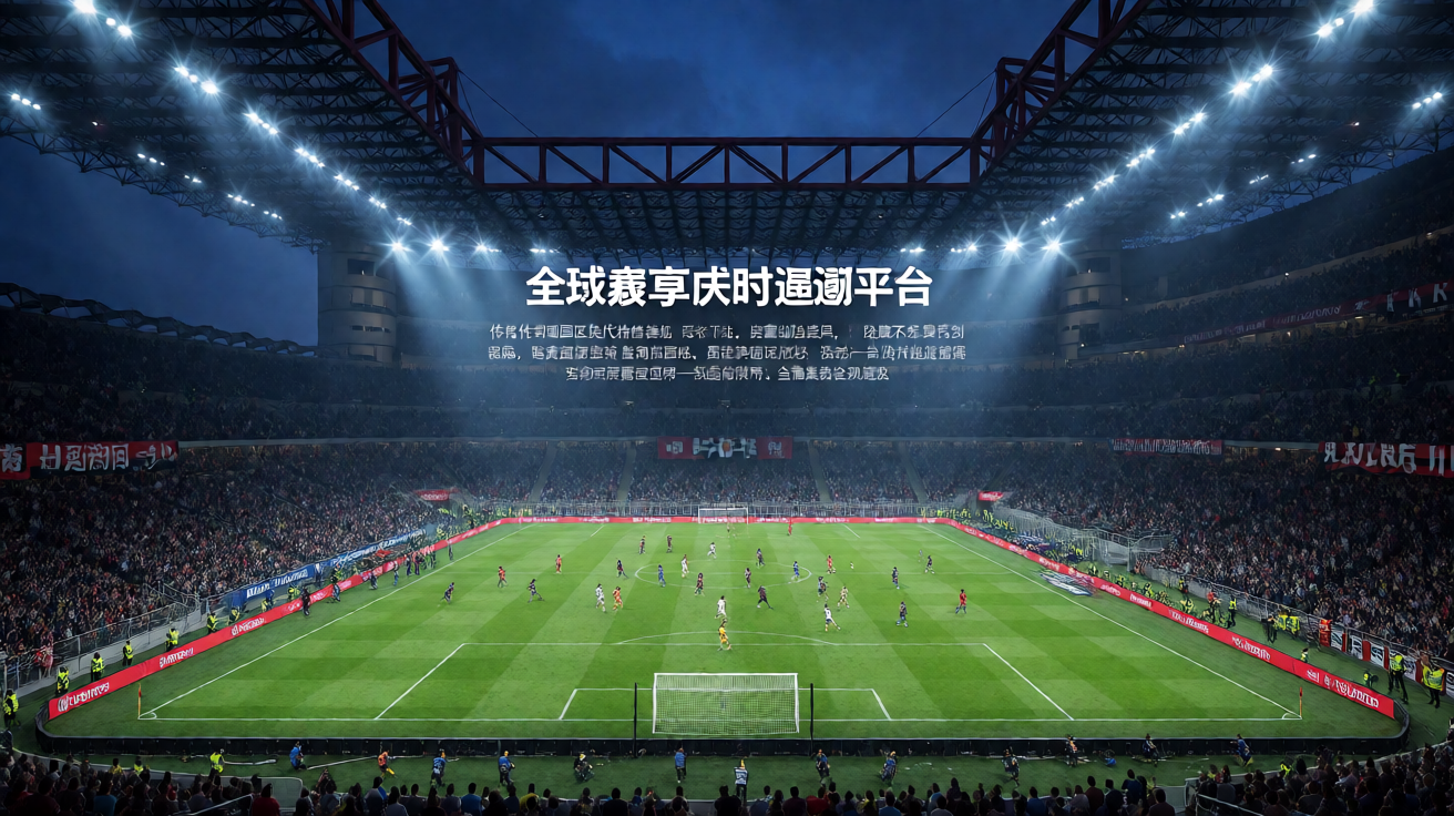 AC米兰圣西罗球场夜景，灯光璀璨的足球比赛现场